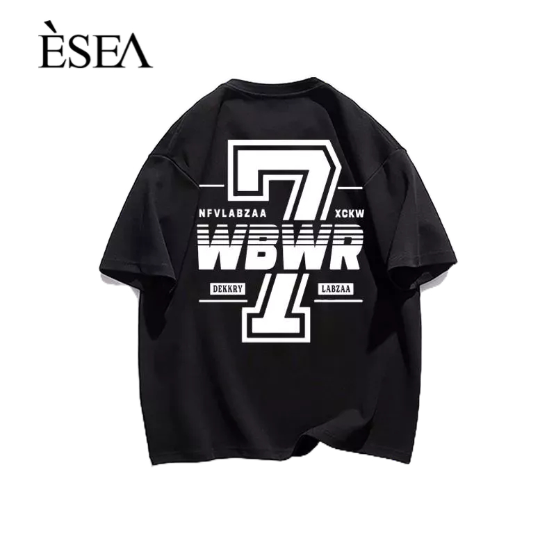 esea-เสื้อยืดผู้ชายผ้าฝ้ายแท้เทรนด์คู่ฮิปฮอปลำลองหลวมเสื้อยืดผู้ชาย-ins-แฟชั่นพิมพ์ตัวอักษรแขนสั้น