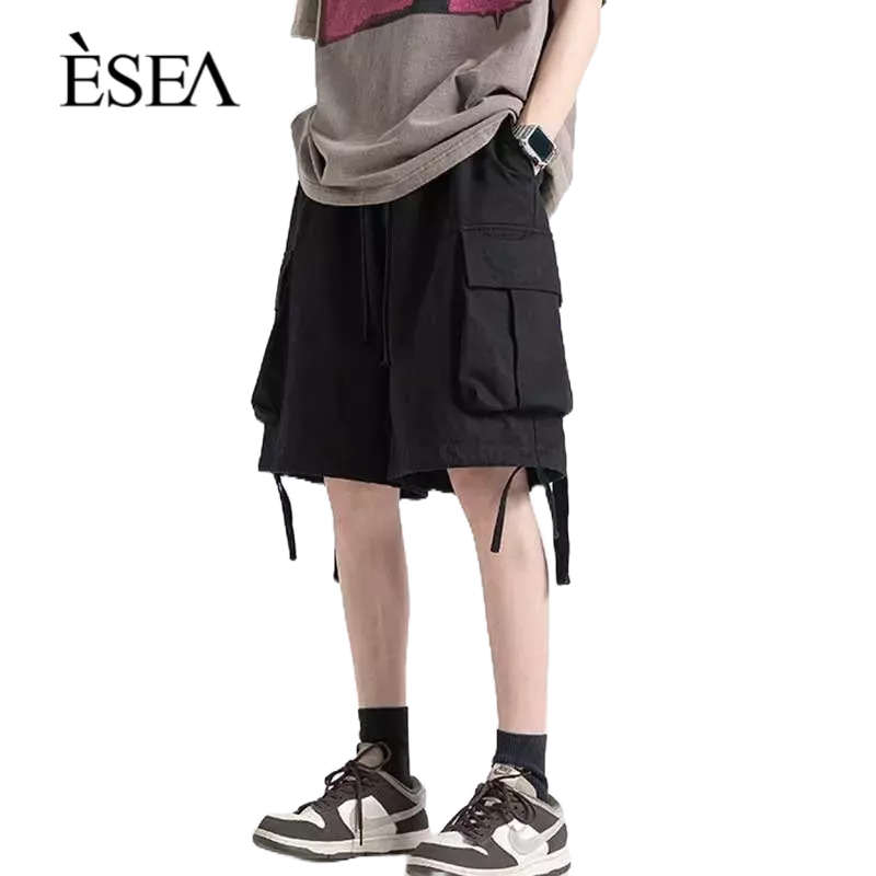 esea-กางเกงขาสั้นผู้ชายสีทึบวรรณกรรมแฟชั่นลำลองหลวมที่นิยมกางเกงขาสั้นผู้ชาย