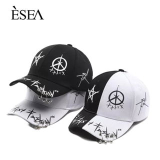 ESEA หมวกผู้ชายใส่หมวกเบสบอลสไตล์เกาหลีแนวฮิปฮอปด้านบนนุ่มสบาย ๆ