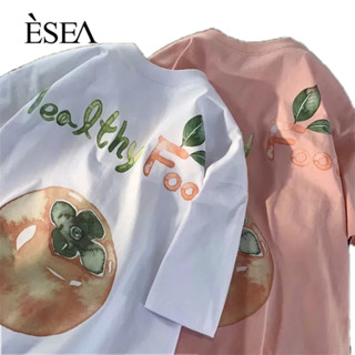 ESEA เสื้อยืดผ้าฝ้ายผู้ชายแขนสั้นผู้ชายอ้วนหลวมบางครึ่งแขน