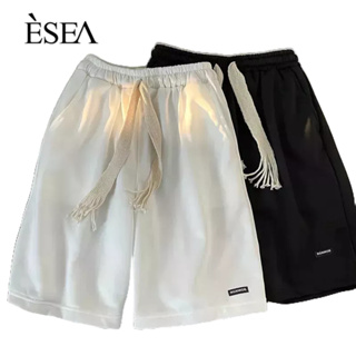 ESEA กางเกงขาสั้นผู้ชายกีฬาฤดูร้อนรุ่นเกาหลีออกกําลังกายหลวมสไตล์ INS หล่อกางเกงขาสั้นสีทึบของผู้ชาย