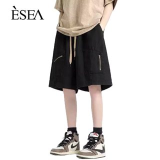 ESEA กางเกงขาสั้นผู้ชายอเนกประสงค์กีฬาแฟชั่น Workwear กางเกงขาสั้นผู้ชายลำลองหลวม