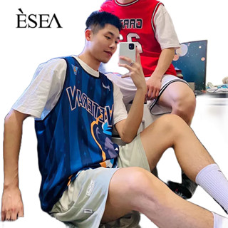 ESEA ชายเสื้อกั๊กพิมพ์กีฬาเสื้อยืดแขนกุดชายและหญิง Street Breathable ชุดบาสเกตบอล VETERAN X ZONEiD