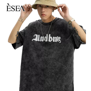 ESEA ผู้ชายเสื้อยืดรอบคออเมริกันย้อนยุคแนวโน้มลำลองผู้ชายเสื้อยืดแฟชั่นใหม่พิมพ์ที่เป็นที่นิยม