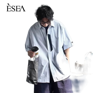 ESEA เสื้อเชิ้ตผู้ชายลำลองเทรนด์ขั้นสูงลำลองผู้ชายแขนสั้นญี่ปุ่นย้อนยุคลายแขนสั้น