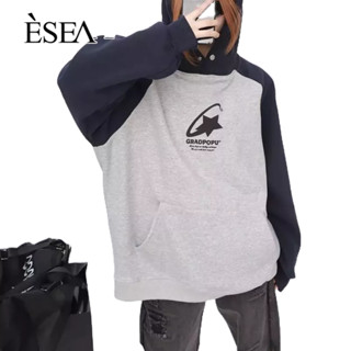 ESEA เสื้อสเวตเตอร์ผู้ชายอินเทรนด์แบรนด์ฤดูใบไม้ผลิและฤดูใบไม้ร่วงใหม่พิมพ์เสื้อสเวตเตอร์ลําลองผู้ชายหลวม