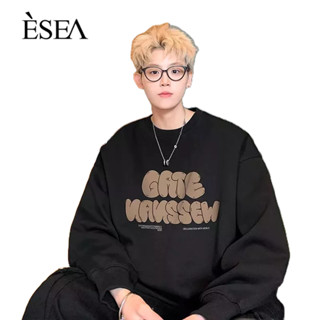 ESEA เสื้อสเวตเตอร์ผู้ชายแบรนด์อินเทรนด์สไตล์ยุโรปและอเมริกาฤดูใบไม้ผลิและฤดูใบไม้ร่วงตัวอักษรใหม่พิมพ์คอกลมวรรณกรรมความเรียบง่ายเสื้อสเวตเตอร์แฟชั่นผู้ชาย