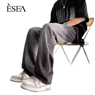 ESEA กางเกงผู้ชาย, สไตล์ยุโรปและอเมริกา, ยีนส์ไล่ระดับย้อนยุค, แฟชั่น, ความเรียบง่าย, แบรนด์อินเทรนด์ผู้ชายกางเกงขากว้างตรง