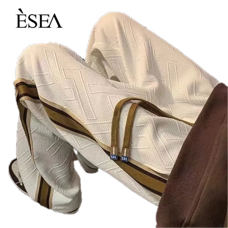 esea-กางเกงขายาวผู้ชายอารมณ์สบาย-ๆ-ลายปักป้ายหลวมแฟชั่นตรงกางเกงกีฬาผู้ชาย