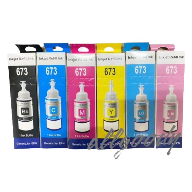 หมึกเติมEpson 673(6สี)BK C M Y LC LM ใช้กับเครื่องพิมพ์L800 L850 L1800 ...