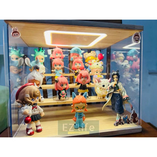 [ กล่องไม้LED ]กล่องใส่ฟิกเกอร์โชว์โมเดล popmart ตู้โชว์สำหรับวางของ Wooden LED TOY Display Case Storage Stakable Box