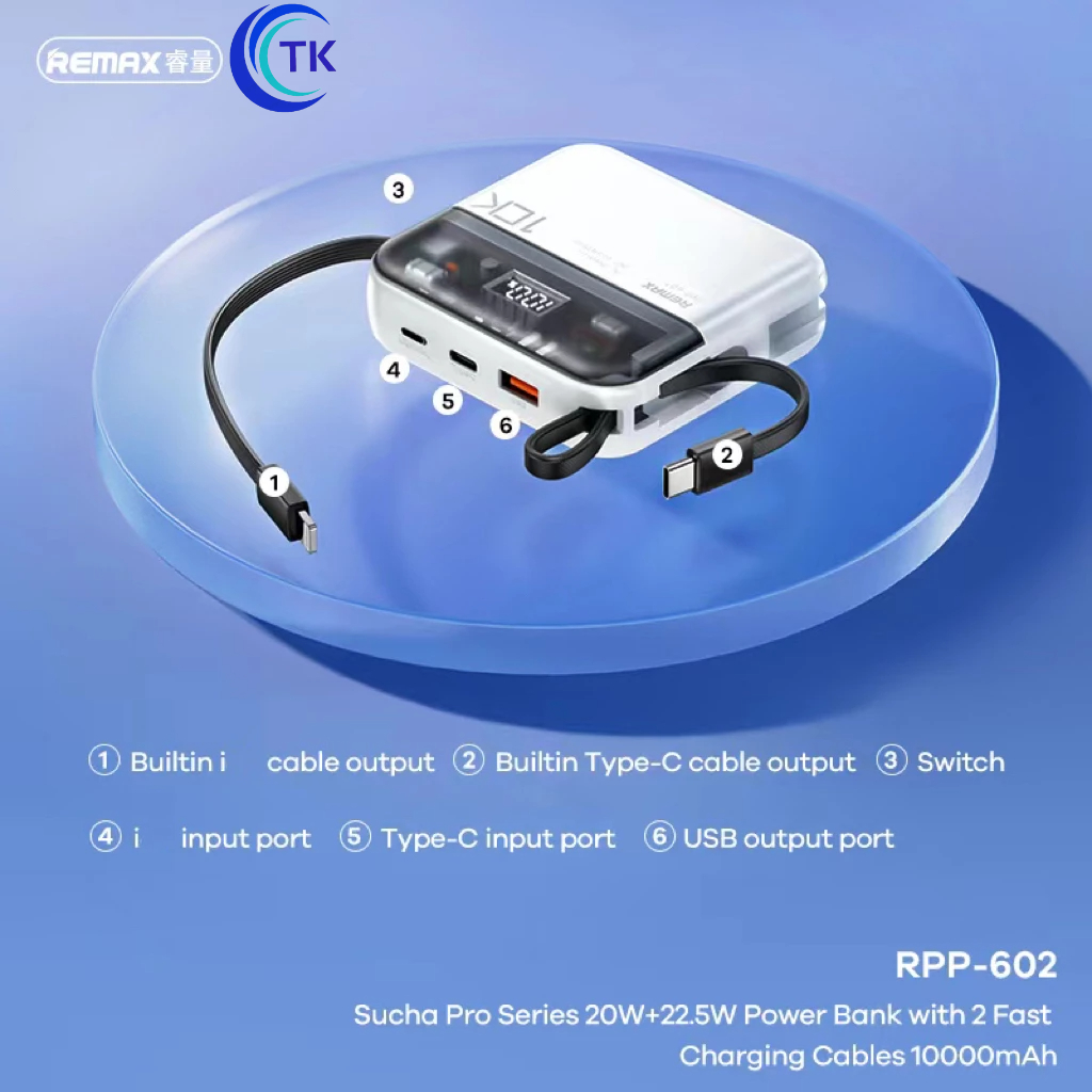 Remax Powerbank FastCharge 20W+22.5W พร้อมสายชาร์จ ชาร์จเร็ว พร้อมสาย ...