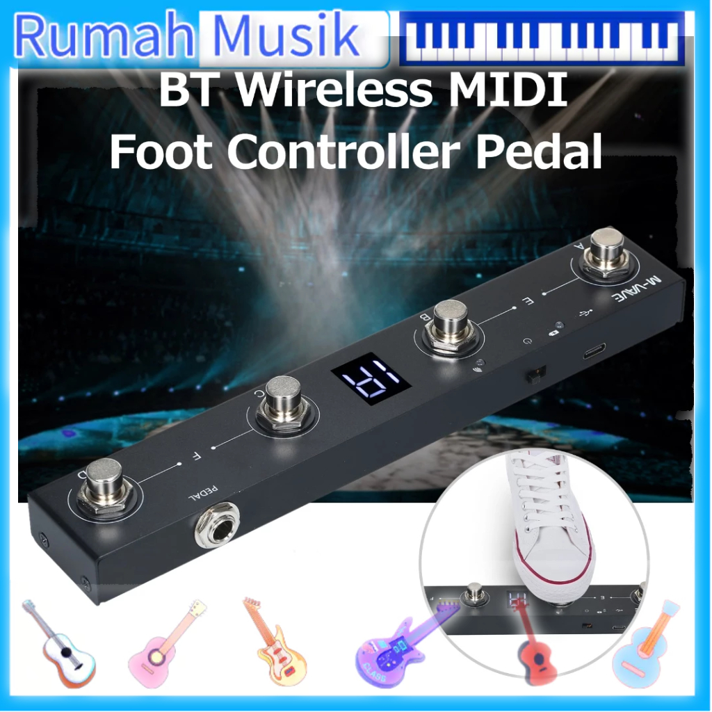 M-VAVE Chocolate BT Wireless MIDI Foot Controller Pedal – 4 Buttons, Rechargeable, Portable-302055
