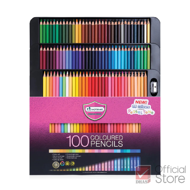 ภาพหน้าปกสินค้าMaster Art สีไม้ ดินสอสีไม้ แท่งยาว 100 สี รุ่นใหม่ จำนวน 1 กล่อง