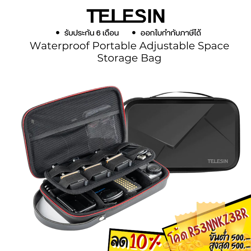 Waterproof Storage Bag For GoPro & Action Cameras - EVA Hard Case, Adjustable Dividers, Fits Hero 11/10/9/8, DJI Osmo, Xiaomi Yi