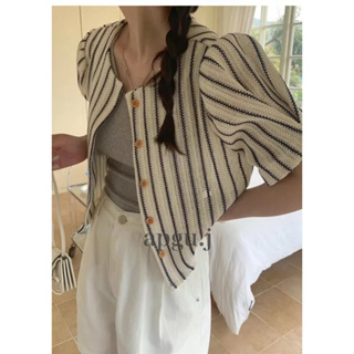 มาใหม่พร้อมส่ง🌈 (AP050) uyui stripe tops เสื้อคลุม ลายทาง สไตล์เกาหลี มินิมอล เสื้อกระดุม