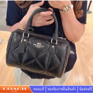 Rowan Satchel With Puffy Diamond Quilting CJ610 ผู้หญิง กระเป๋าถือ กระเป๋าบอสตัน COAC H กระเป๋าสะพายข้าง