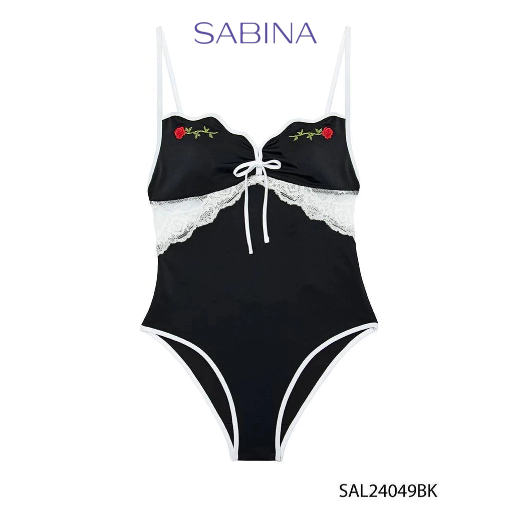 Sabina x Aprilpoolday ชุดว่ายน้ำวันพีซ รุ่น Rosalia รหัส SAL24049BK สีดำ