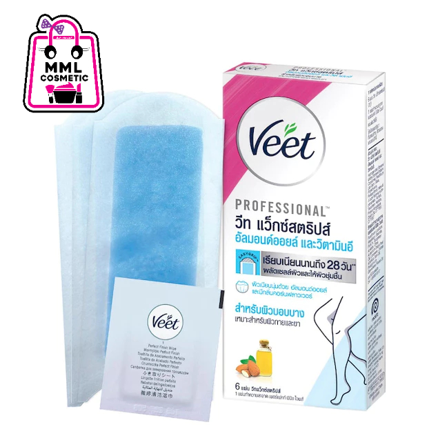 Veet วีท แว็กซ์สตริปส์ อีซี่ เจลแว็กซ์ แผ่นแว็กซ์ขน สำหรับผิวกายและขา 6 ...
