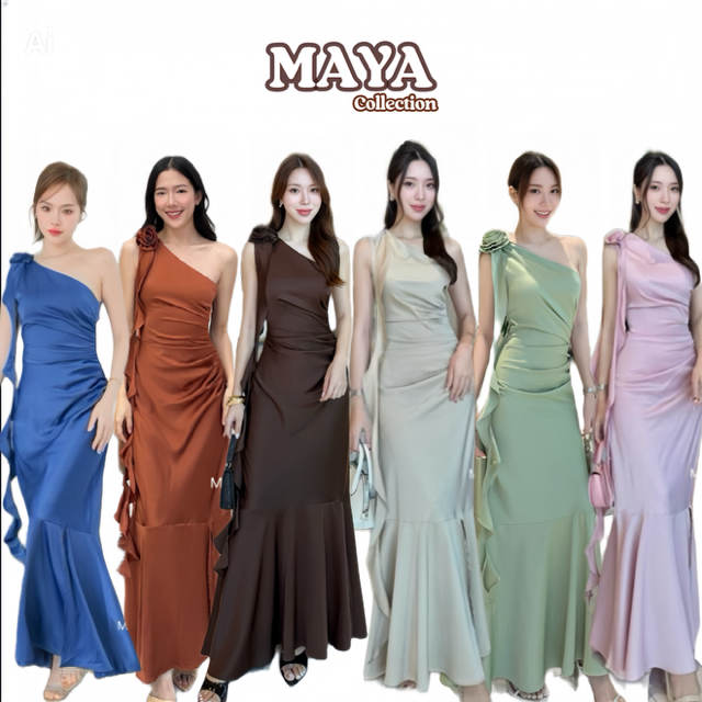 Maya G108 เดรสเบี่ยงข้างโบว์ใหญ่ ออแกนดี้ 3 สี เพื่อนเจ้าสาว 690.- ส่งฟรี มุมมองที่ 6