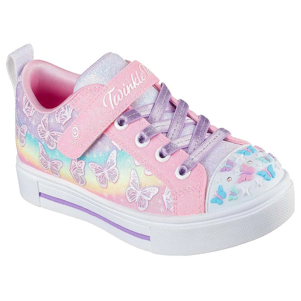 Skechers รองเท้าเด็กผู้หญิง รุ่น Twinkle Sparks Twinkle Toes - 314813L-LPMT ลายผีเสื้อเรนโบว์ไฟกระพริบ