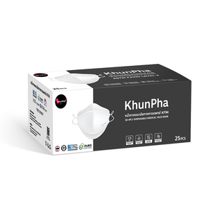 KhunPha 3D Medical Mask หน้ากากอนามัยทางการแพทย์ คุณผา (กล่อง 25ชิ้น) 4ชั้น ASTM F2100 Level 2 แมสกันฝุ่นPM2.5 ไม่เจ็บหู KF94 แมสเกาหลี แมส ทางการแพทย์ ไม่เป็นสิว