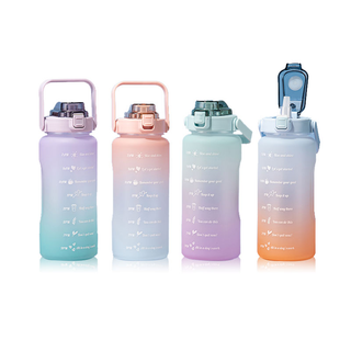 กระบอกน้ํา 2 ลิตร กระบอกน้ำสุดฮิต ขวดน้ำ 2 ลิตร (2000ml) สีพาสเทลสวยมากก พร้อมหลอด มีมาตรบอกระดับน้ำ สไตล์สปอร์ต(222)