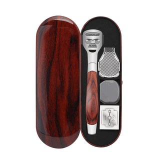 โปรโมชั่น : ที่ขูดส้นเท้า ขูดเท้าแตก ที่ขัดส้นเท้าแตก ที่ขูดหนังเท้า ด้ามไม้ พร้อมกล่องไม้ แถมฟรี 10 ใบมีด