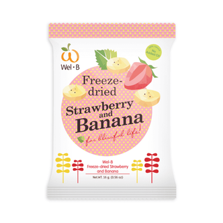 [ใส่โค้ด HL6GJ7S4 ลด 10%] Wel-B Freeze-dried Strawberry+Banana 16g. (สตรอเบอรี่กรอบและกล้วยกรอบ 16 กรัม) (แพ็ค 6 ซอง)