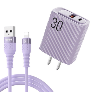 ใหม่ BASIKE หัวชาร์จเร็ว 30W Type-C และ USB-A อะแดปเตอร์ รองรับโทรศัพท์ iphone และ Android หัวชาร์จแบบชาร์จเร็วสองพอร์ต