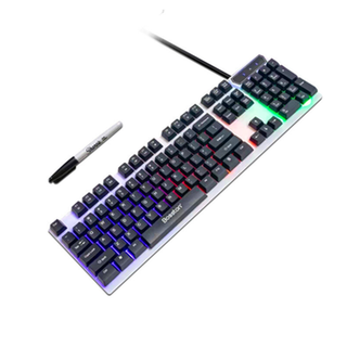 【COD】ชุดแป้นพิมพ์และเมาส์ VIQOO พร้อมไฟ LED สีรุ้ง 4 ดวง ซื้อแป้นพิมพ์และรับสติกเกอร์แป้นพิมพ์ภาษาไทย/ปรับแต่งภาษาไทย