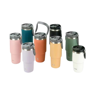 TYESO (ของแท้) แก้วเก็บความเย็น แบบใหม่มีที่จับ หูหิ้ว แก้วกาแฟ แก้วสแตนเลส304 = 600ml/750ml/900ml/1050ml/1200