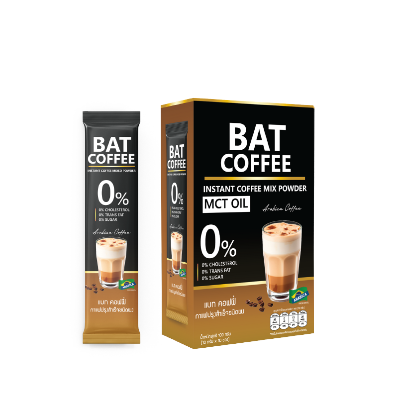 BAT COFFEE MCT OIL กาแฟแบท เอ็ม ซี ที ออย สูตรไม่มีน้ำตาล ไขมัน 0% ...