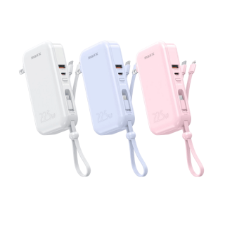 Maxx Powerbank รุ่น W1001 ความจุ 10,000 mAh - แบตสำรอง ชาร์จไว มีสายชาร์จและปลั๊กในตัว 3 พอร์ต