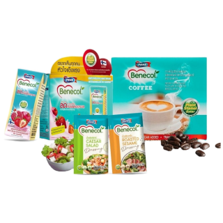 Benecol Set สุขภาพ มี UHT ทับทิมฯ 12 กล่อง + กาแฟ 15 ซอง และน้ำสลัด 2 รสชาติ รสชาติละ 5 ซอง