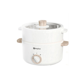 INSSA กระทะไฟฟ้า1.5 ลิตร 600W หม้อไฟฟ้า ชั้นนึ่ง DZGH003WH01