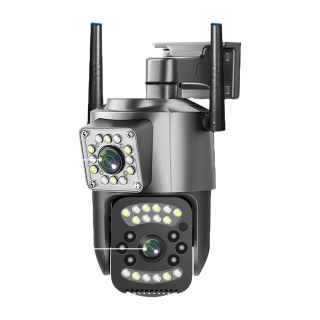 LLSEE V380 Pro เลนส์คู่กล้องวงจรปิด WIFI ไร้สายกลางแจ้ง IP กล้องรักษาความปลอดภัย 10X ขยาย 4K 8MP เต็มสีพูดคุยสองทาง 360 องศามือถือติดตามสัญญาณเตือน