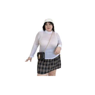 NEW✨ เสื้อคอเต่าซีทรู สีขาวโอโม่ (แบบใหม่ยาวเต็มตัว) สาวอวบอ้วน | Geebeety