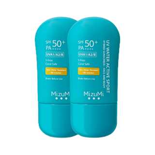 [แพ็คคู่] [สูตรอัพเกรด ไม่แสบตา เนื้อบางเบา] MizuMi UV Water Active Sport 40g กันแดดกันน้ำคุมมัน กันเหงื่อ
