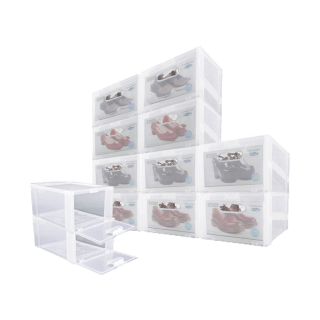 Superlock กล่องรองเท้า ซื้อ 10 แถม 2 รุ่น Super Box 5657 พลาสติกแข็ง เปิดฝาหน้า ซ้อนได้ ใส่รองเท้าหุ้มส้น ส้นสูงได้