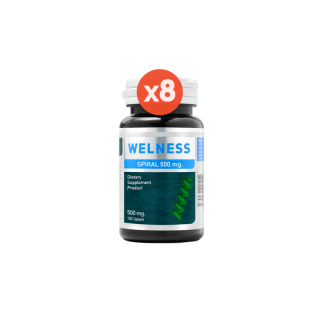 WELNESS SPIRAL 100 เม็ด 8 กระปุก ผลิตภัณฑ์เสริมอาหารสาหร่ายสไปรูลิน่า 100% สาหร่ายเกลียวทอง โปรตีนพืช SUPERFOOD คลอโรฟิลด์ วิตามินเกลือแร่รวม โปรตีนสูง ปรับสมดุลให้ร่างกาย ชะลอวัย สร้างภูมิคุ้มกัน ฟื้นฟูความสดชื่นให้ร่างกาย โดย TV Direct