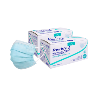 Set [สีฟ้า 2 กล่อง ฟรี 10 ml] Double A Care หน้ากากอนามัยทางการแพทย์ ชนิดยางยืด 3 ชั้น สีฟ้า SURGICAL MASK 3 PLY 2 กล่อง แถมฟรีแอลกอฮอล์ 10 ml คละลาย