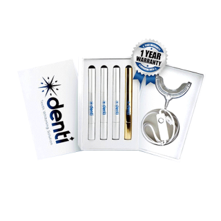 ชุดฟอกฟันขาวเดนติ [เครื่องฟอกฟัน+เซรั่มปากกา4แท่ง] Denti Teeth Whitening Set