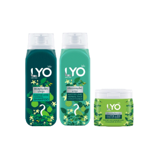 [เซตไลโอสมุนไพร สูตรมะกรูด] LYO KAFFIR LIME HERBAL - แชมพู + ครีมนวด + ทรีทเม้นท์ (200ml)