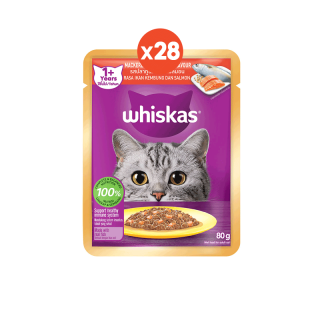 โปรโมชั่น : WHISKAS วิสกัส อาหารเปียกแมว แบบซอง แพ็ก 28 80 ก. อาหารแมวเปียก