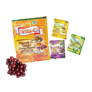 Vita-C วิตามินซีอัดเม็ด วิตามินซีเด็ก Vitamin C tablet มีหลายรส 1ซอง 30 เม็ด ซองละ 12 บาท