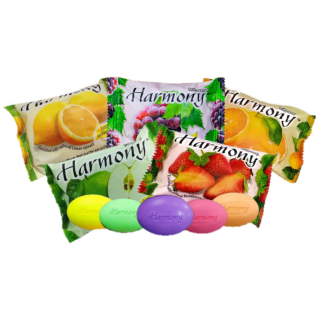 สบู่ผลไม้ 🧼 Harmony ผิวขาวเนียนสวย สารสกัดจากผลไม้ กลิ่นหอม อุดมไปด้วยวิตามิน ฟองนุ่ม หอมติดตัวด้วยกลิ่นผลไม้