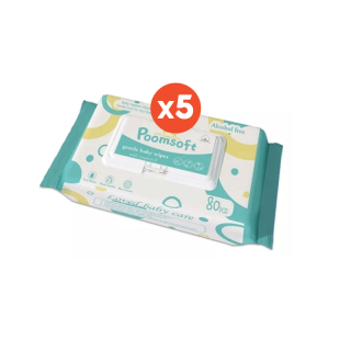 【24h to send】POOMSOFT ทิชชู่เปียก ทิชชูเปียกเด็กแรกเกิด 80แผ่น Baby Wipes x 5 แพ็ค (400 แผ่น) กระดาษเปียก ทิชชู่เปียกเด