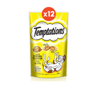 [ส่งฟรี ขายดี] TEMPTATIONS เทมเทชันส์ ขนมแมว - ขนมแมวสำหรับแมวโต (แพ็ก 12), 75 ก.