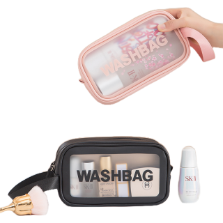 #CC42 Makeup bag S/M/L กระเป๋าแต่งหน้า ใส่เครื่องสำอาง กันน้ำ ถือได้ ติดซิป PVC โปร่งใส